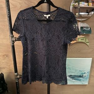 Navy Blue lace top